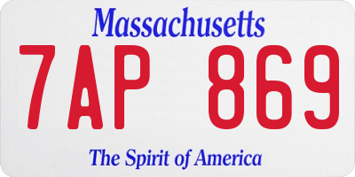MA license plate 7AP869