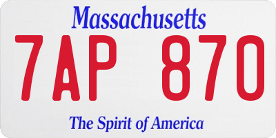 MA license plate 7AP870