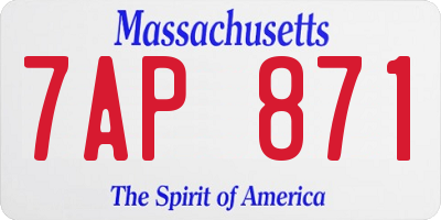 MA license plate 7AP871