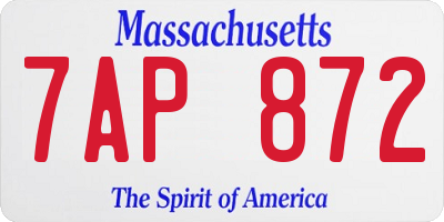 MA license plate 7AP872
