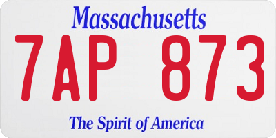 MA license plate 7AP873