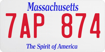MA license plate 7AP874