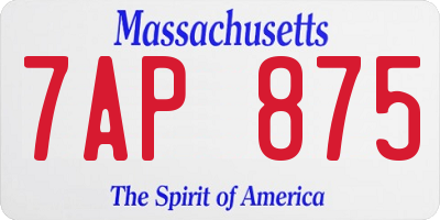 MA license plate 7AP875
