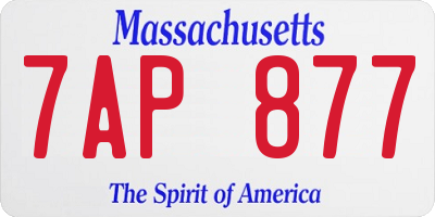 MA license plate 7AP877
