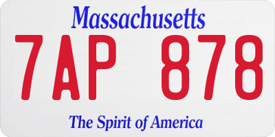MA license plate 7AP878