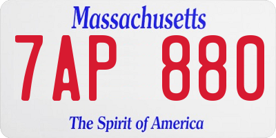 MA license plate 7AP880