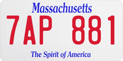 MA license plate 7AP881