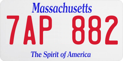 MA license plate 7AP882