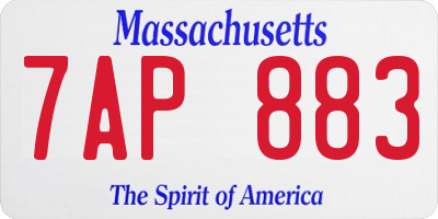MA license plate 7AP883