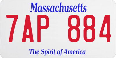 MA license plate 7AP884