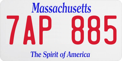 MA license plate 7AP885