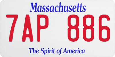 MA license plate 7AP886