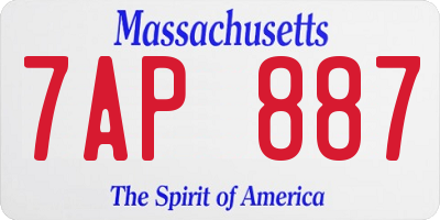 MA license plate 7AP887