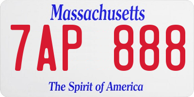 MA license plate 7AP888