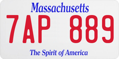 MA license plate 7AP889