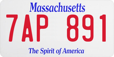 MA license plate 7AP891