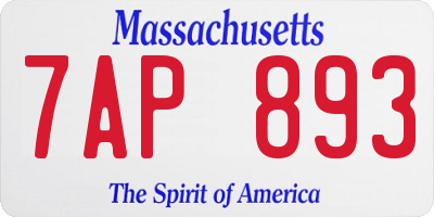 MA license plate 7AP893