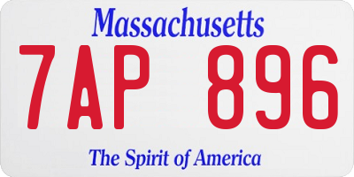 MA license plate 7AP896