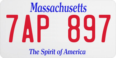 MA license plate 7AP897