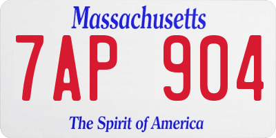 MA license plate 7AP904