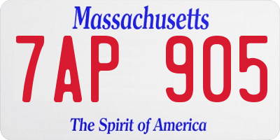 MA license plate 7AP905