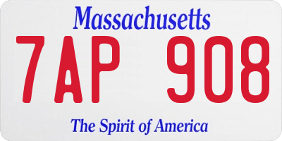 MA license plate 7AP908