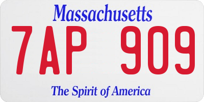 MA license plate 7AP909