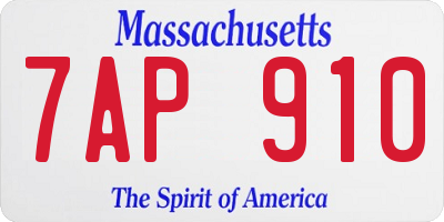 MA license plate 7AP910