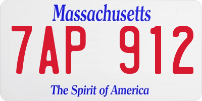 MA license plate 7AP912
