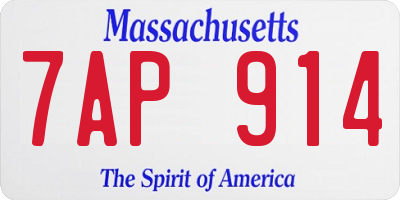MA license plate 7AP914