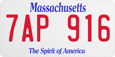 MA license plate 7AP916