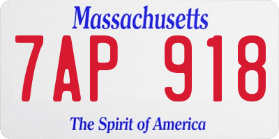 MA license plate 7AP918