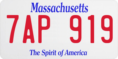 MA license plate 7AP919