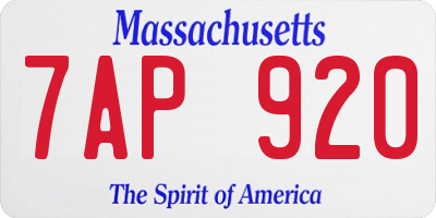 MA license plate 7AP920