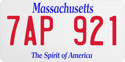 MA license plate 7AP921
