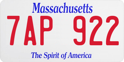 MA license plate 7AP922