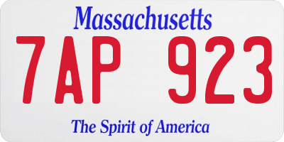 MA license plate 7AP923
