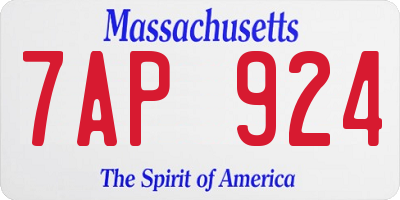 MA license plate 7AP924