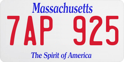 MA license plate 7AP925