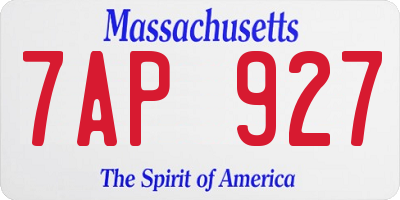 MA license plate 7AP927