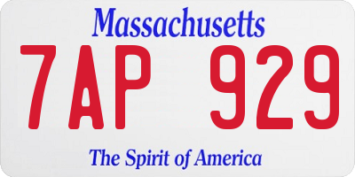 MA license plate 7AP929