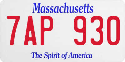 MA license plate 7AP930