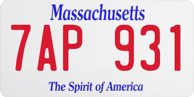 MA license plate 7AP931