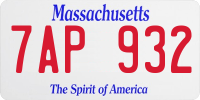 MA license plate 7AP932