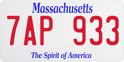 MA license plate 7AP933