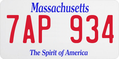 MA license plate 7AP934