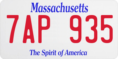 MA license plate 7AP935