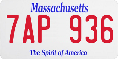 MA license plate 7AP936