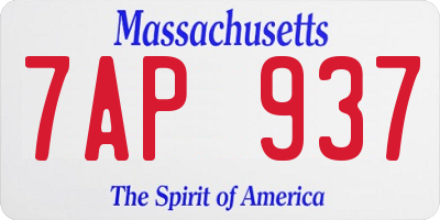 MA license plate 7AP937