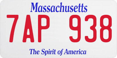 MA license plate 7AP938